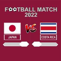 Japan vs costa rica Amerikaans voetbal wedstrijd 2022 sjabloon achtergrond vector voor schema, resultaat bij elkaar passen