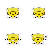 vector illustratie van kawaii citroen emoji sticker