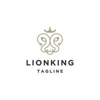 leeuw van koning logo ontwerp sjabloon vlak vector