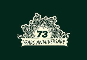 73 jaren verjaardag logo en sticker ontwerp sjabloon vector