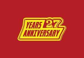 27 jaren verjaardag logo en sticker ontwerp sjabloon vector