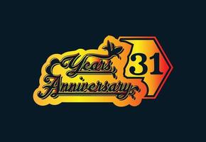 31 jaren verjaardag logo en sticker ontwerp sjabloon vector