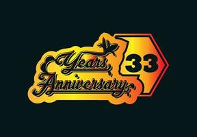 33 jaren verjaardag logo en sticker ontwerp sjabloon vector