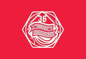 36 jaren verjaardag logo en sticker ontwerp sjabloon vector