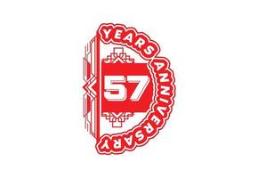 57 jaren verjaardag logo en sticker ontwerp sjabloon vector