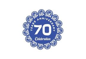 70 jaren verjaardag logo en sticker ontwerp sjabloon vector