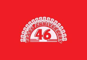 46 jaren verjaardag logo en sticker ontwerp sjabloon vector