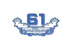 61 jaren verjaardag logo en sticker ontwerp sjabloon vector