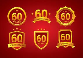 60-jarig bestaan ​​Logo Gold Free Vector