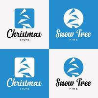 reeks pijnboom boom decoratie winkel op te slaan Kerstmis levering bestellen logo ontwerp vector