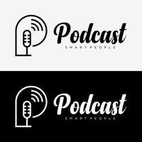 brief p monogram symbool podcast media pratend modern elegant stijl identiteit bedrijf logo ontwerp vector