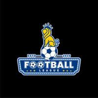 Amerikaans voetbal liga logo met gekroond leeuw mascotte vector ontwerp