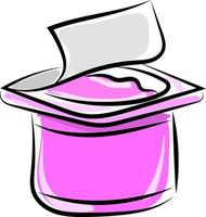 roze yoghurt, illustratie, vector Aan wit achtergrond.
