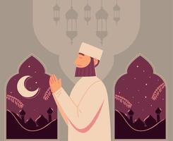 moslim man bidden vector