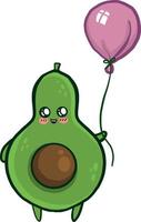 avocado met ballon, illustratie, vector Aan wit achtergrond.