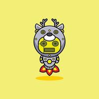 vector illustratie van tekenfilm karakter mascotte kostuum dier raket schattig robot hert
