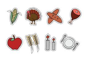 Thanksgiving hand getekende icoontjes vector