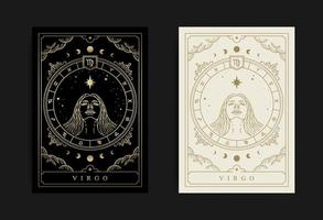 Maagd dierenriem symbool met gravure, hand- getrokken, luxe, esoterisch en boho stijlen. fit voor paranormaal, tarot lezers en astrologen vector