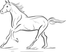 een rennen paard silhouet, vector of kleur illustratie.