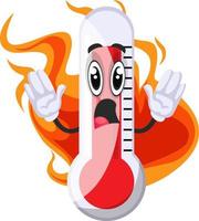 thermometer Aan vuur, illustratie, vector Aan wit achtergrond.