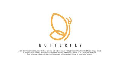 vlinder logo witn lijn kunst ontwerp premie vector