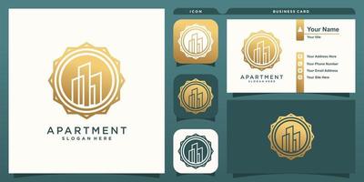 appartement logo met goud helling ontwerp premie vector