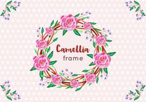 Gratis Vector Camellia Frame in stijl van de waterverf