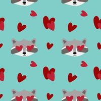naadloos patroon met wasberen, harten. achtergrond voor omhulsel papier, textiel, affiches, kaarten. gelukkig Valentijnsdag dag. vector