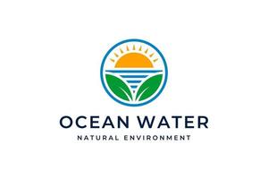 groen oranje oceaan water logo vector