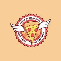 engel kaas pizza met vleugel smelten illustratie logo insigne embleem vector