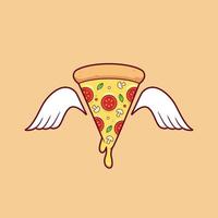 kaas pizza plak smelten met vleugel illustratie vector