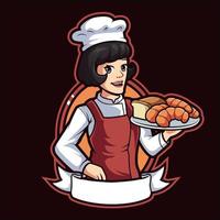 vrouw chef tekenfilm mascotte illustratie vector