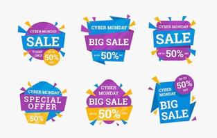 kleurrijke cyber maandag verkoop label collectie vector
