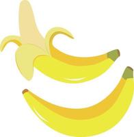 banaan illustratie vlak stijl, geel helder bananen geschild geïsoleerd vector