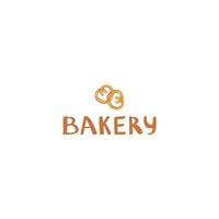 hand getekend opschrift bakkerij en twee pretzels. logo voor een bakkerij of cafe, kalligrafische icoon voor bakken vector