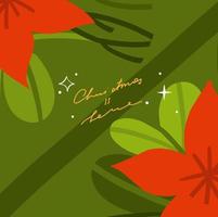 hand- getrokken vector abstract grafisch vrolijk Kerstmis en gelukkig nieuw jaar clip art illustraties groet kaart met bloemen en bladeren.vrolijk Kerstmis schattig bloemen kaart ontwerp achtergrond.winter vakantie kunst.