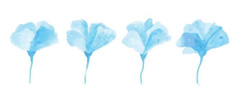 blauwe bloem aquarel set vector