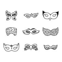 verzameling van doodled maskers vector