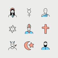 religieus doodled pictogrammen vector