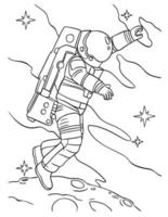 astronaut in ruimte kleur bladzijde voor kinderen vector