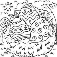 Pasen eieren in nest kleur bladzijde voor kinderen vector