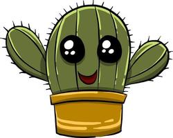 schattig gelukkig cactus , illustratie, vector Aan wit achtergrond