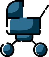 blauw baby wandelwagen, illustratie, vector Aan een wit achtergrond.