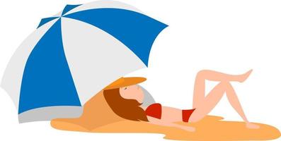 meisje Aan de strand, illustratie, vector Aan wit achtergrond