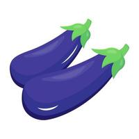 een icoon van aubergines vlak vector