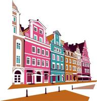 wrocaw stad straat vector illustratie in levendig kleur