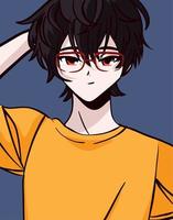 anime jongen met bril vector