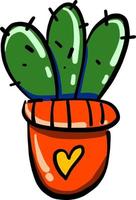 groen cactus in een rood pot, illustratie, vector Aan wit achtergrond