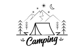 camping vector en illustratie lijn kunst ontwerp.