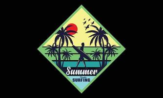 zomer paradijs surfing t-shirt ontwerp illustratie. vector